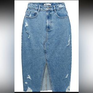 Denim midi skirt - Zara